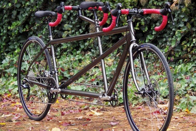 Just Married and riding a Rodriguez Tandem bicycle